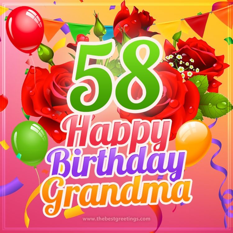 Happy 58th Birthday Grandma Image (square shape image)