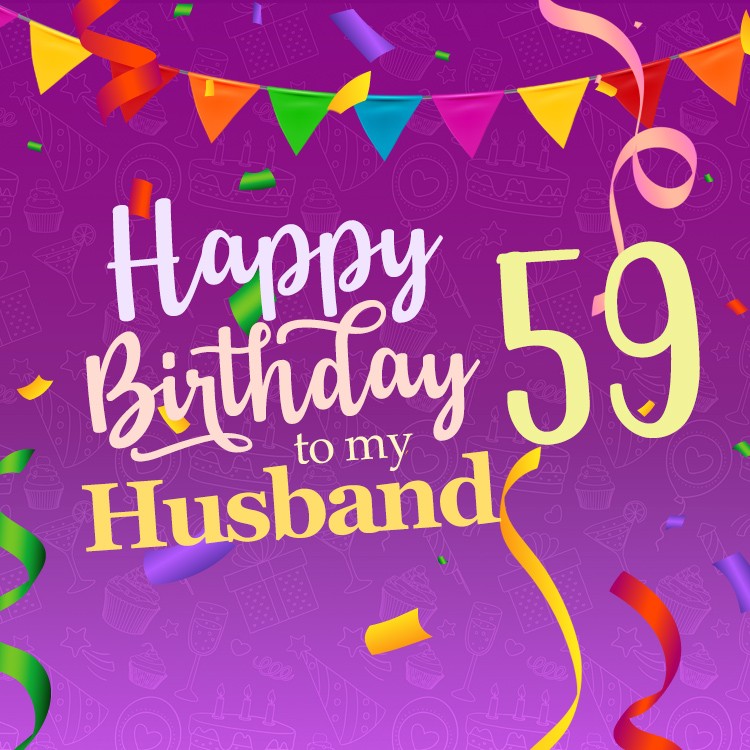 Happy 59th Birthday Husband Image (square shape image)