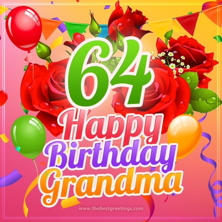 Happy 64th Birthday Grandma Image (square shape image)