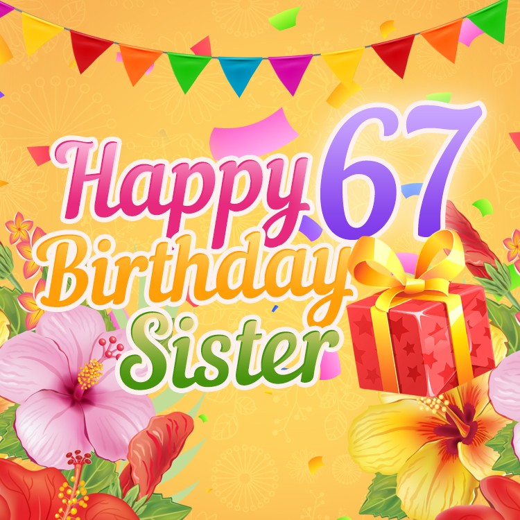 Happy 67th Birthday Sister Image (square shape image)