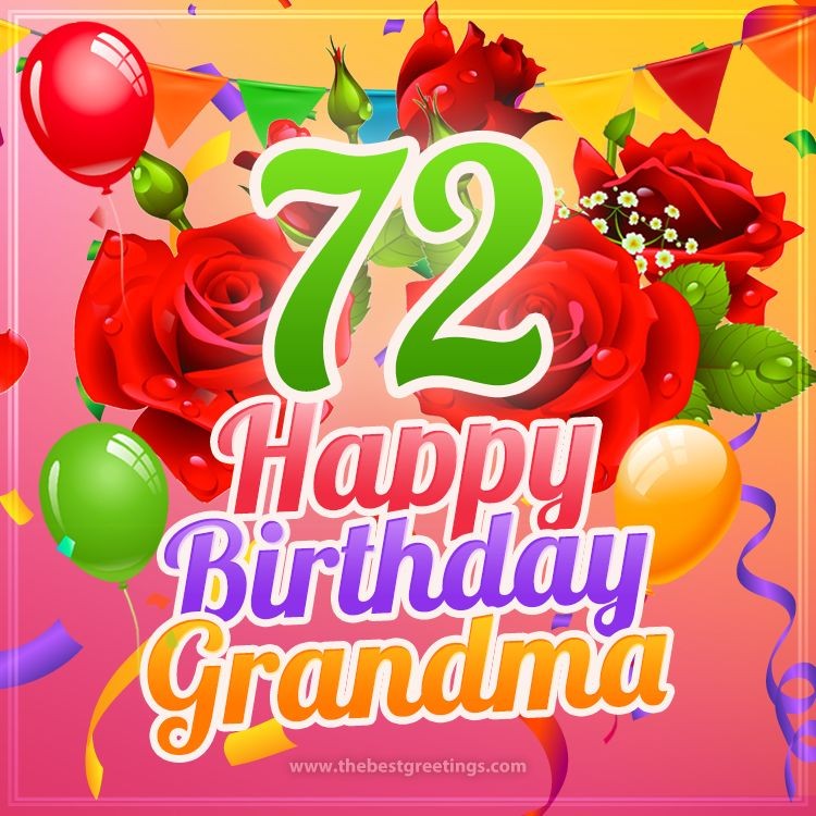  Happy 72nd Birthday Grandma Image (square shape image)