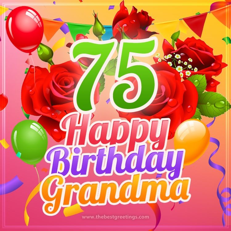  Happy 75th Birthday Grandma Image (square shape image)