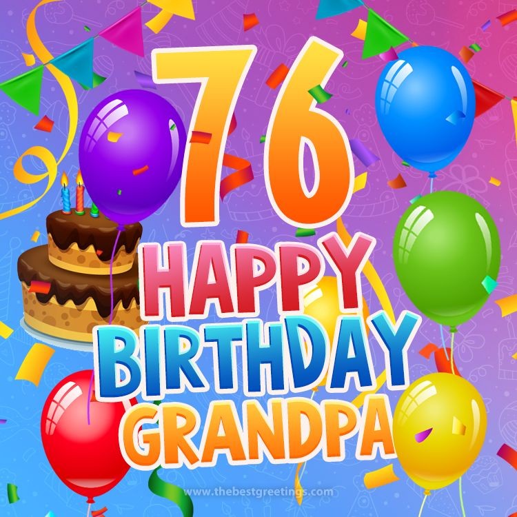 Happy 76th Birthday Grandpa Image (square shape image)