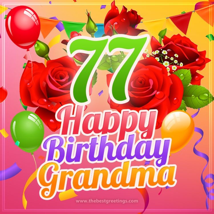 Happy 77th Birthday Grandma Image (square shape image)