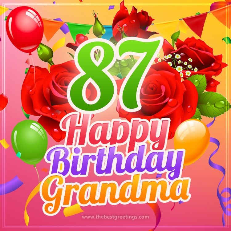 Happy 87th Birthday Grandma Image (square shape image)