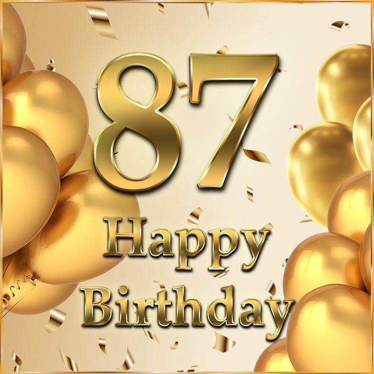 Happy 87th Birthday image with golden number (square shape image)