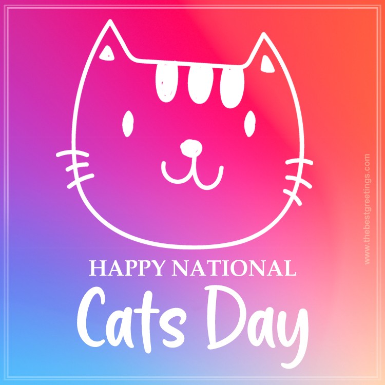 Happy National Cat Day Funny Colorful Image (square shape image)