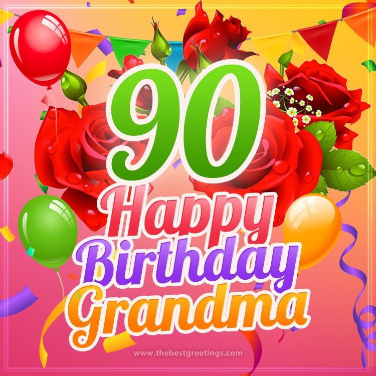 Happy 90th Birthday Grandma Image (square shape image)