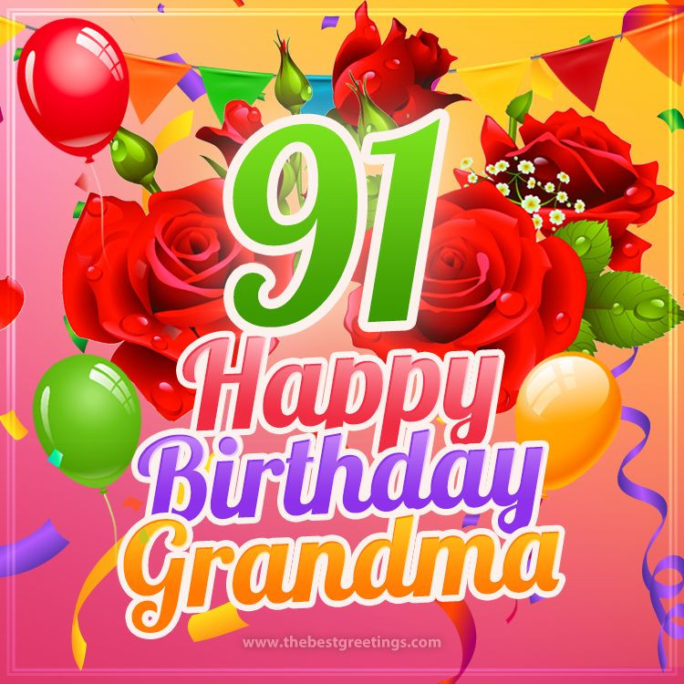 Happy 91st Birthday Grandma Image (square shape image)