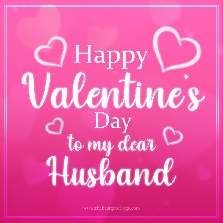 Happy Valentine's Day to my dear Husband Pink Image with beautiful hearts (square shape image)