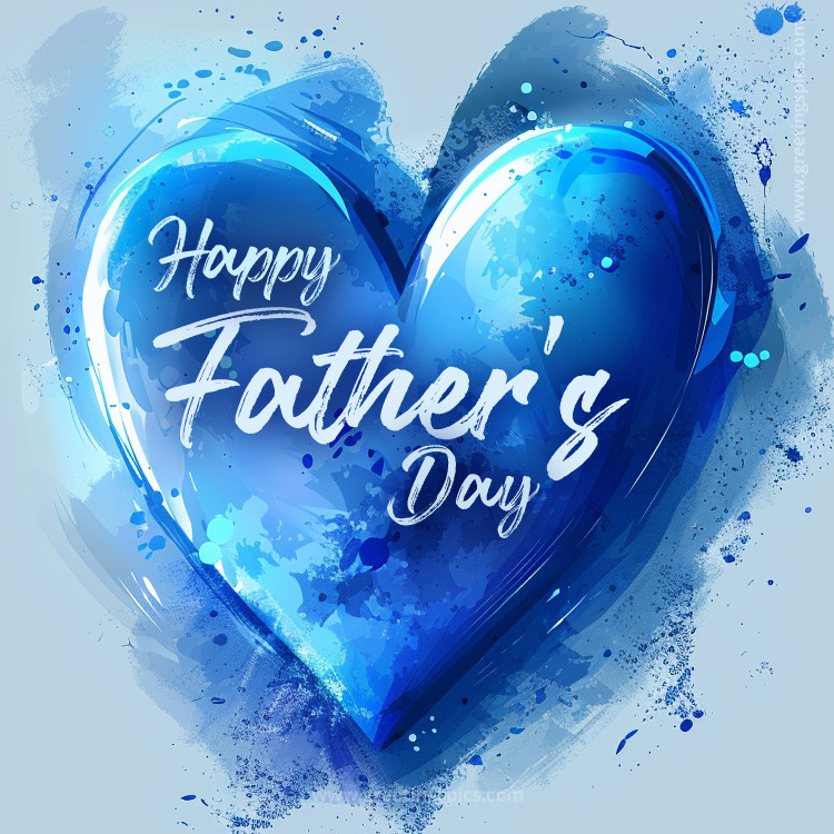 Happy Father's Day image with beautiful blue heart (square shape image)