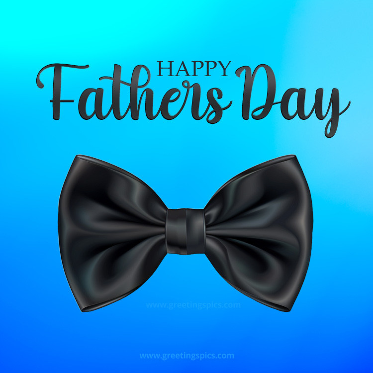 Happy Father's Day Image with bow tie on a beautiful blue background (square shape image)