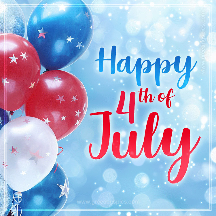 Happy 4th of July Image with colofrul balloons (square shape image)