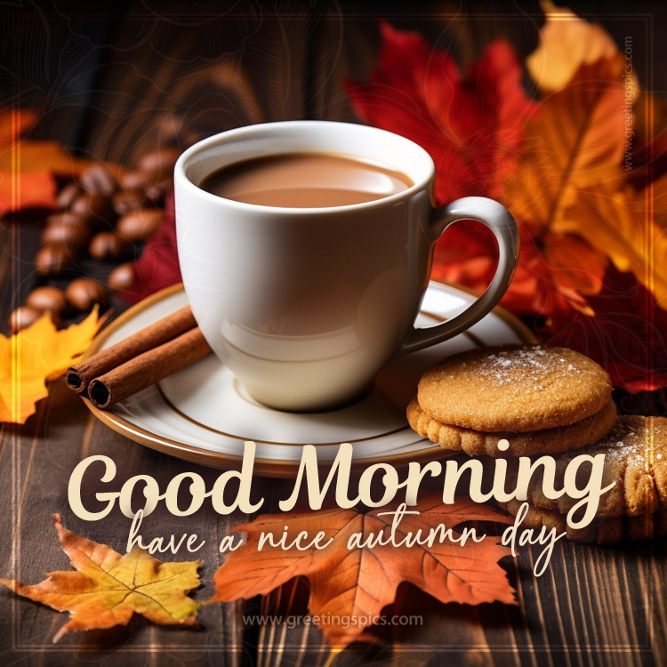 Good Morning, Have a Nice Autumn Day beautfiul card (square shape image)