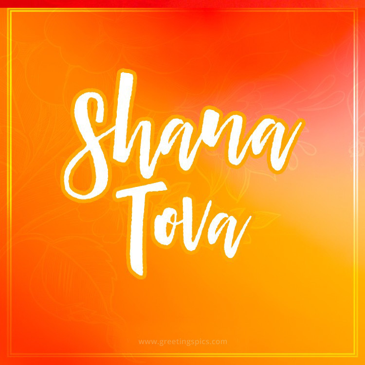 Shana Tova Image with bright orange background (square shape image)