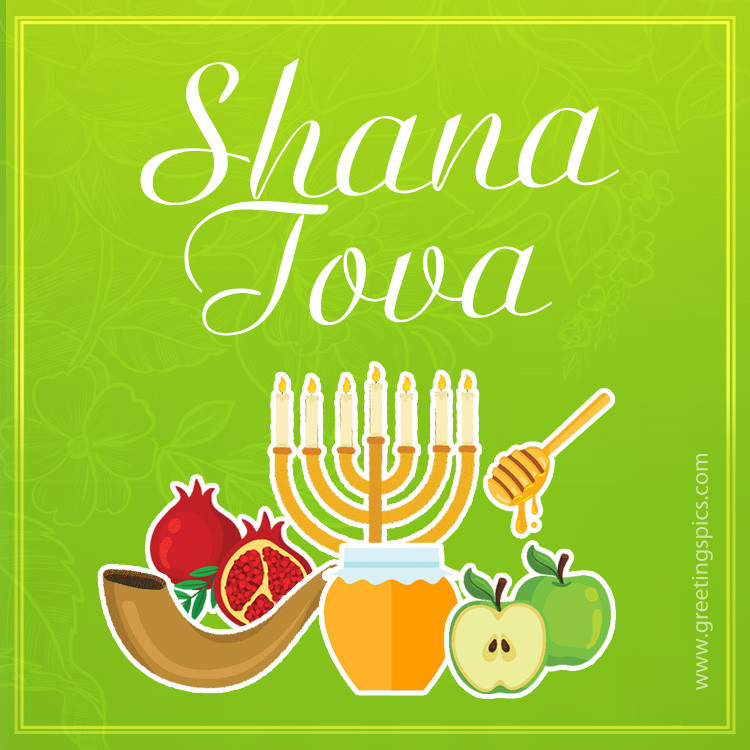 Shana Tova Image with green background (square shape image)