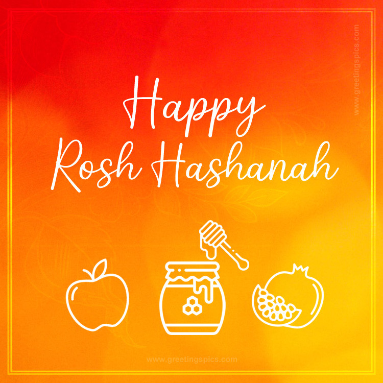 Rosh Hashanah picture with a bright orange background (square shape image)