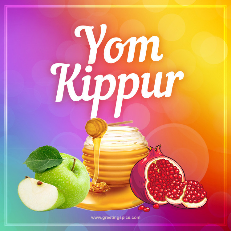 Yom Kippur Image with bright colorful background (square shape image)