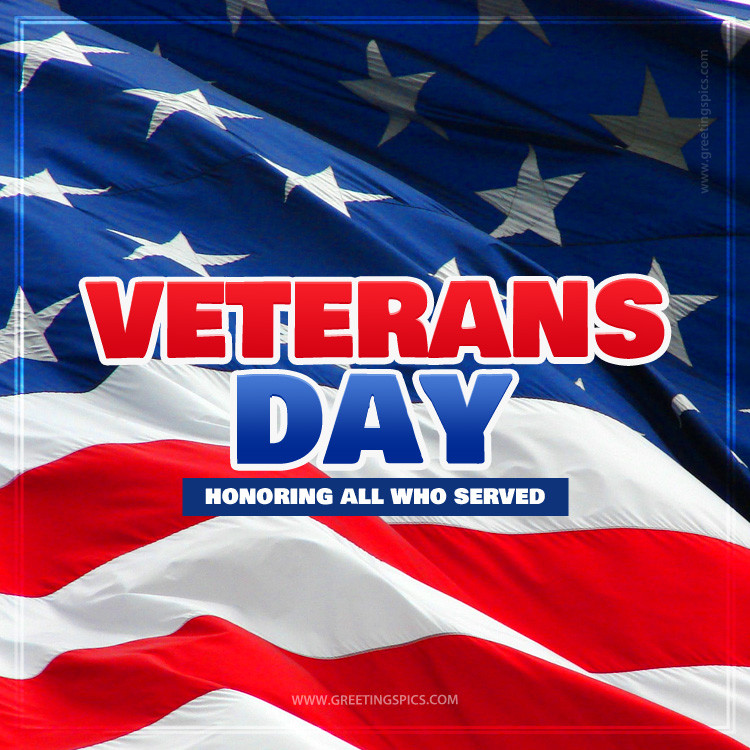 Veterans Day Image with US flag (square shape image)