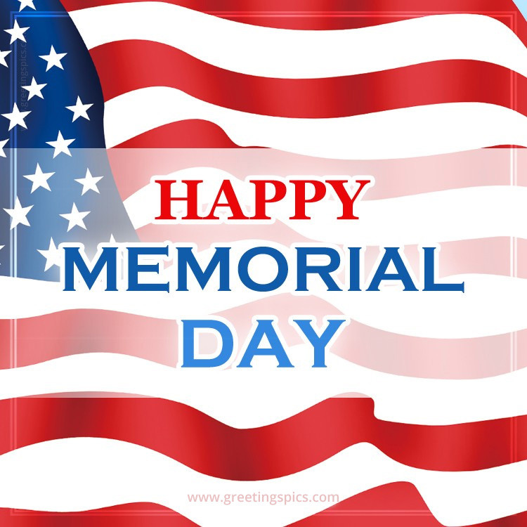 Happy Memorial Day picture with US flag (square shape image)