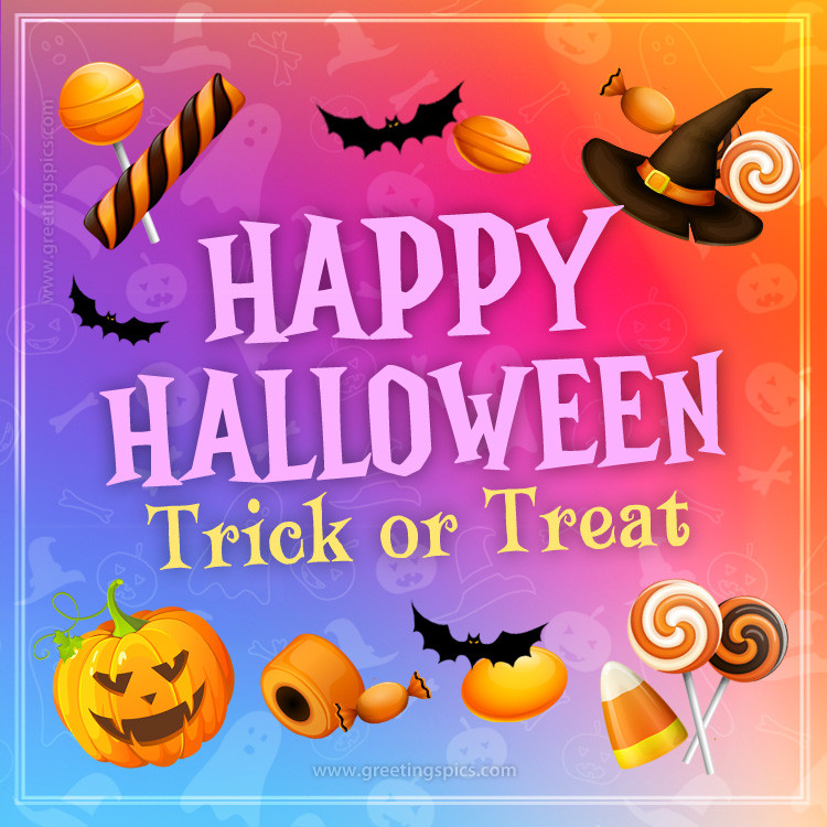 Happy Halloween Trick or Treat Image with colorful background (square shape image)