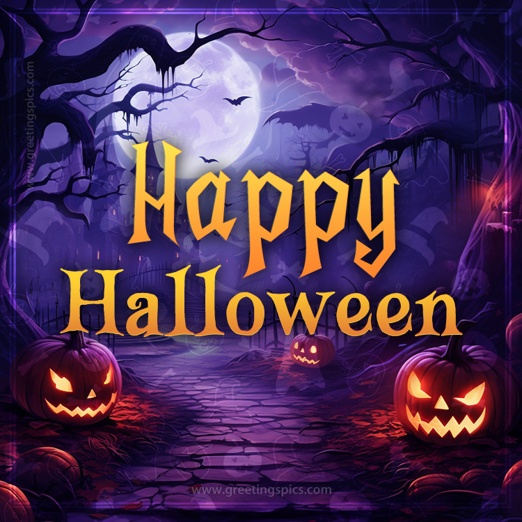 Happy Halloween Image with creepy background (square shape image)