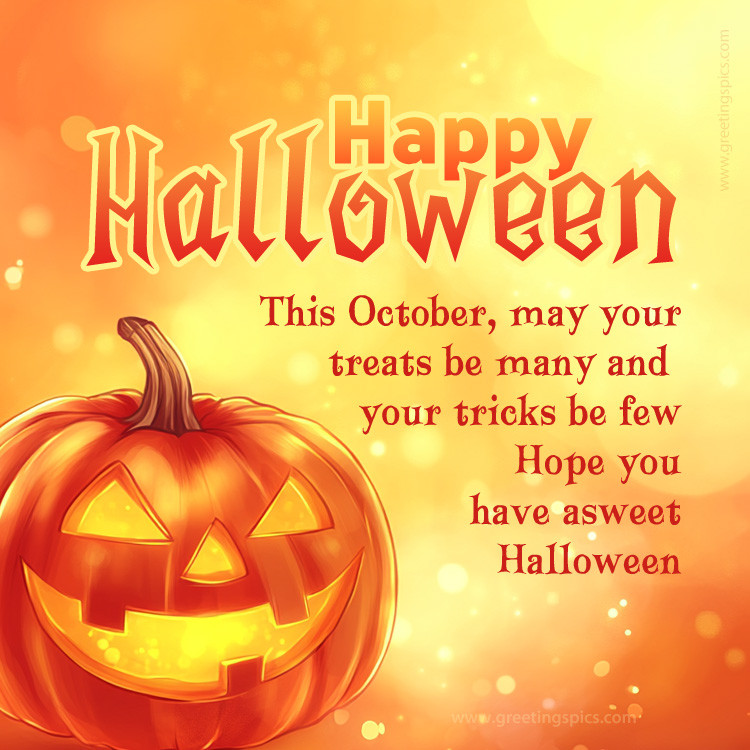 A brightly colored picture wishing you a Happy Halloween (square shape image)