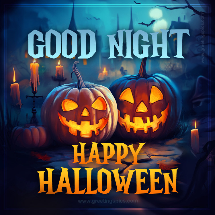 Good Night Happy Halloween image with Jack-o'-lanterns (square shape image)