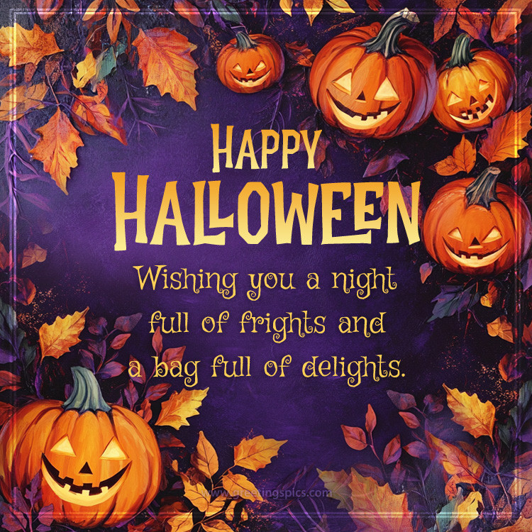 Happy Halloween image with pumpkins (square shape image)