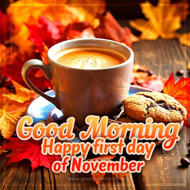 Good Morning Happy first day of November Image (square shape image)