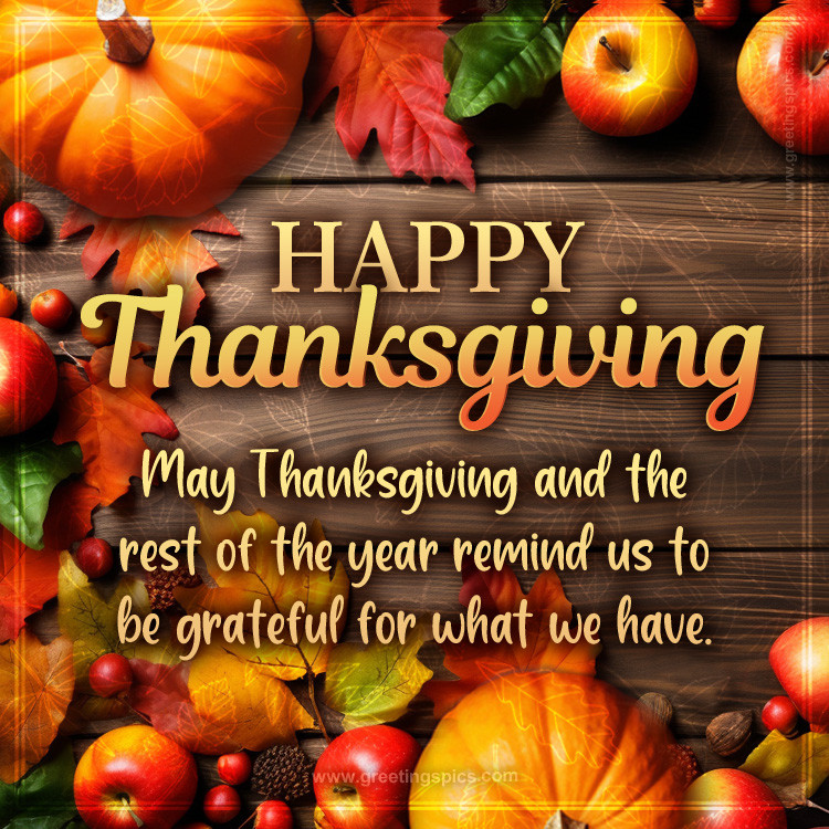 Happy Thanksgiving Image with red apples (square shape image)