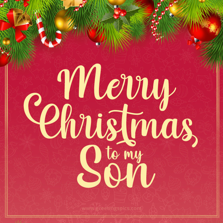 Merry Christmas Son image with colorful decorations (square shape image)