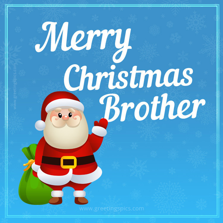 Merry Christmas Brother image with funny Santa (square shape image)