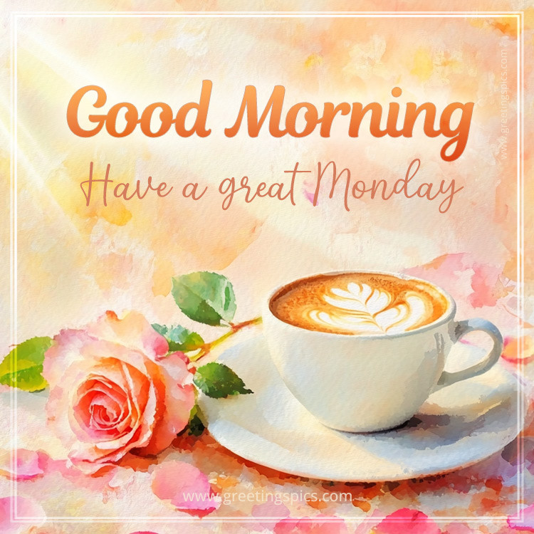 Good Morning have a Great Monday beautiful greeting card (square shape image)