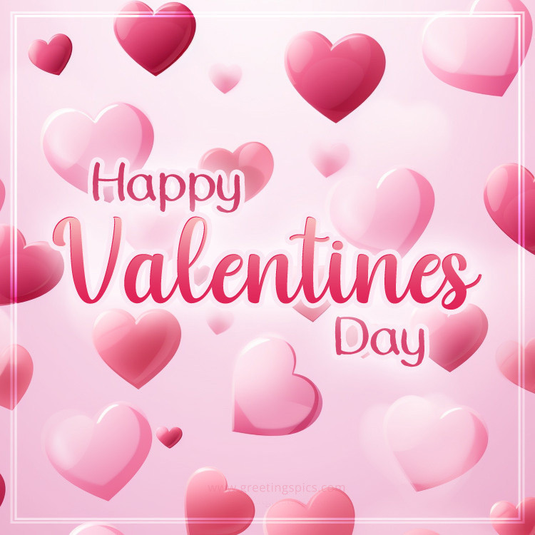 Happy Valentine's Day Image with hearts (square shape image)