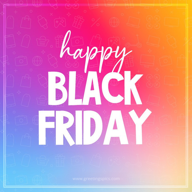 Happy Black Friday image with colorful background (square shape image)