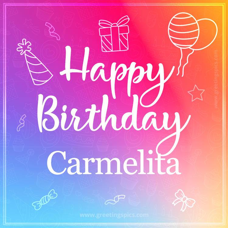 Colorful Happy Birthday Card For Carmelita (square shape image)