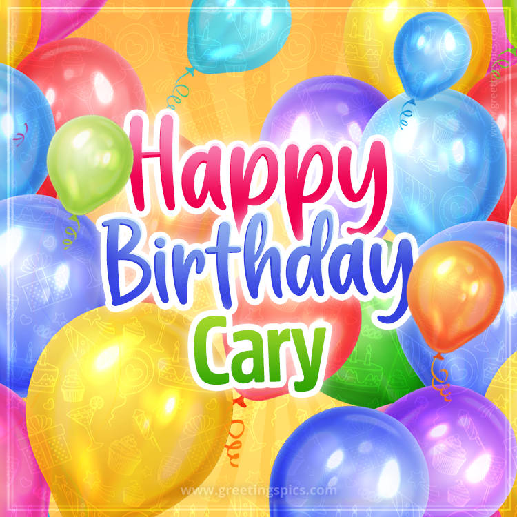 Happy Birthday Cary Image with colorful balloons (square shape image)