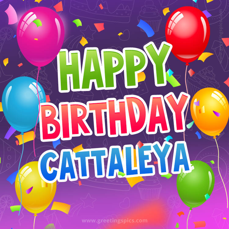 Happy Birthday Cattaleya Festive Greeting Card (square shape image)