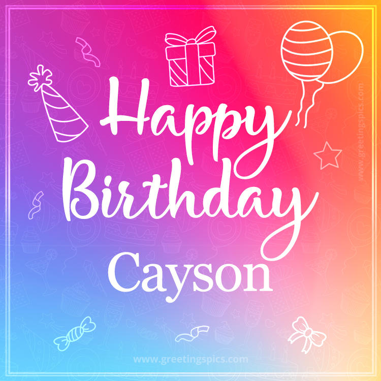 Colorful Happy Birthday Card For Cayson (square shape image)