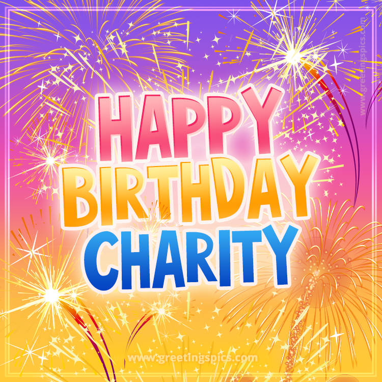 Happy Birthday Charity Picture with fireworks (square shape image)