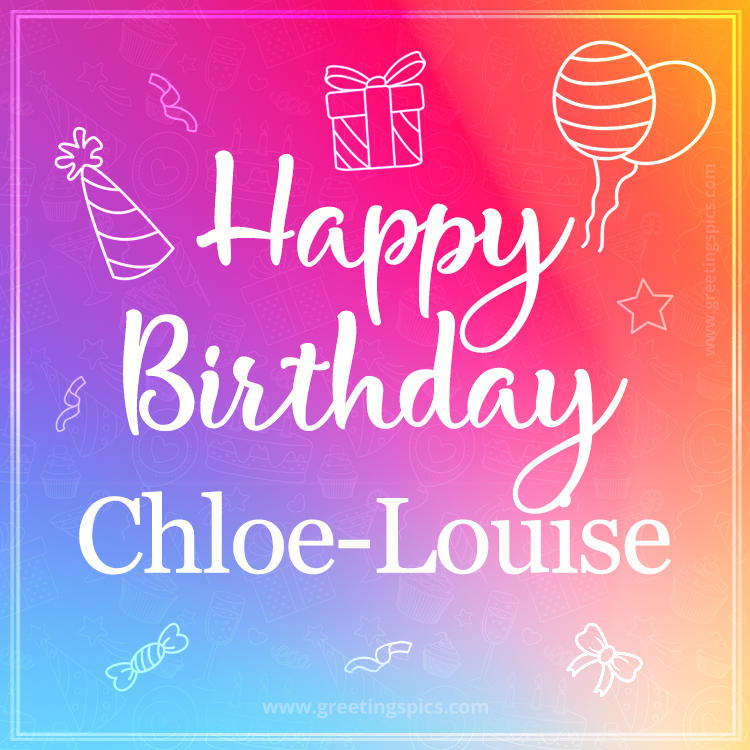 Colorful Happy Birthday Card For Chloe-Louise (square shape image)