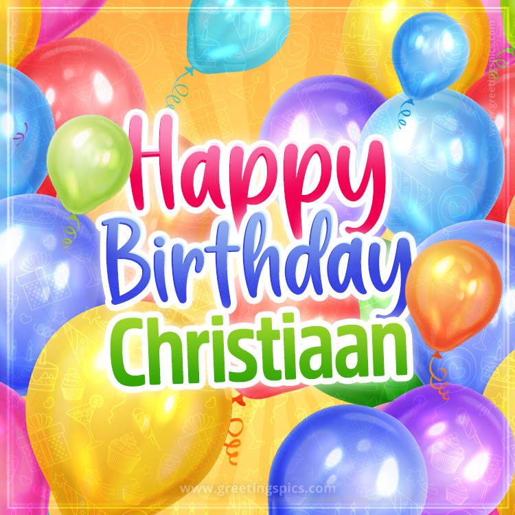 Happy Birthday Christiaan Image with colorful balloons (square shape image)