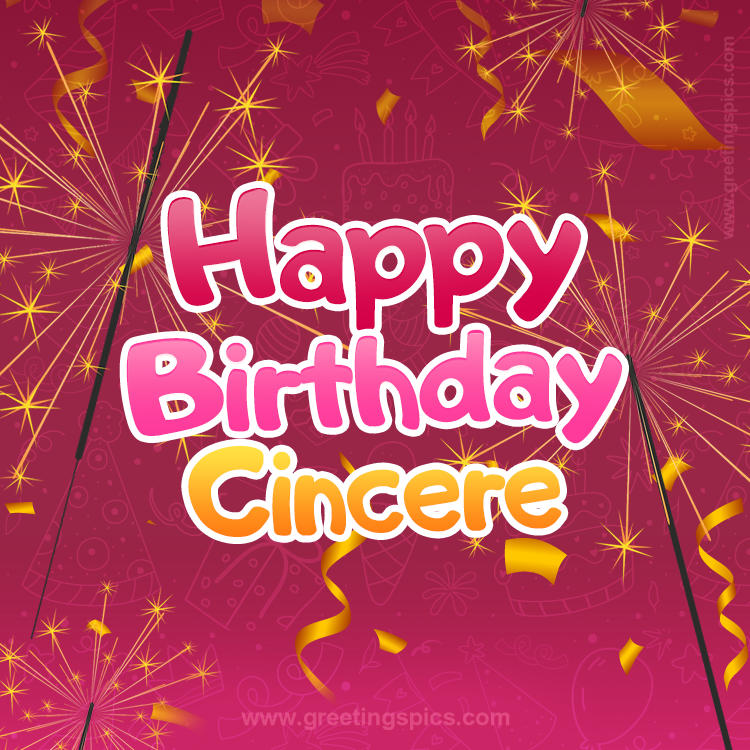 Happy Birthday Cincere Image with sparklers (square shape image)