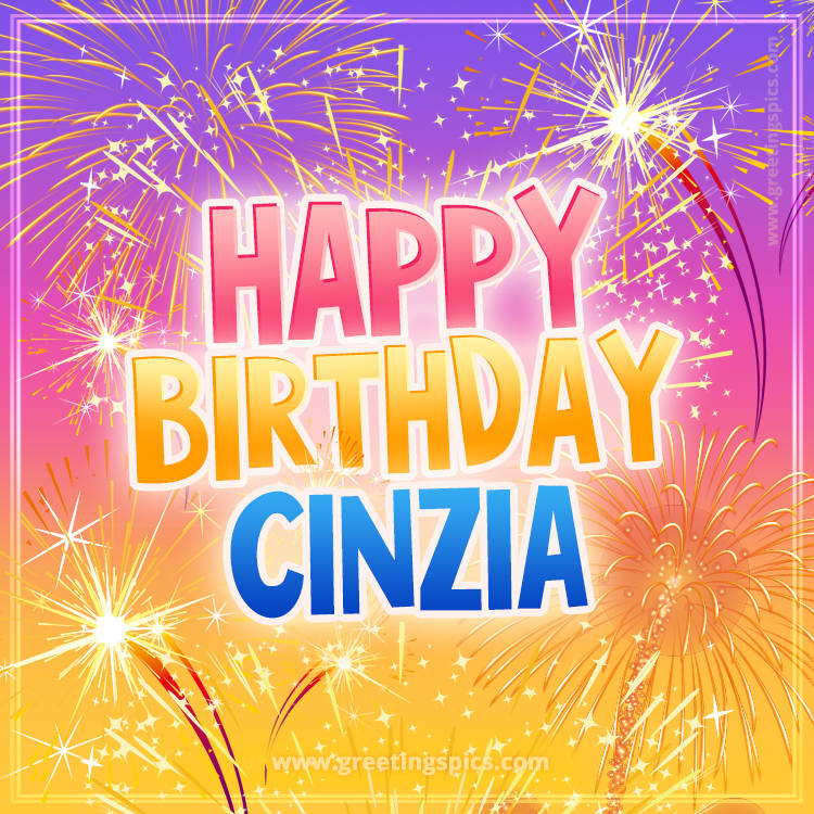 Happy Birthday Cinzia Picture with fireworks (square shape image)