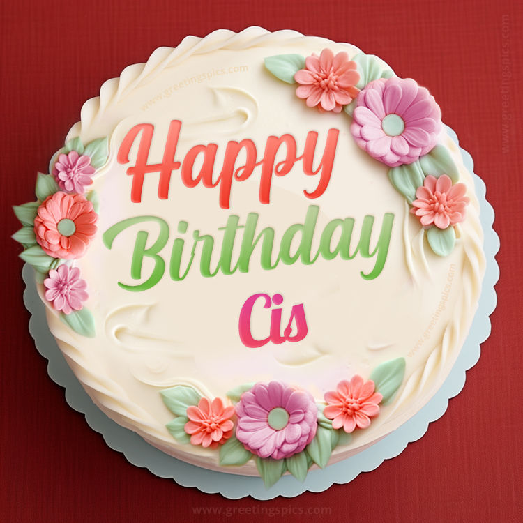 Happy Birthday Cis Cake Image With Name (square shape image)