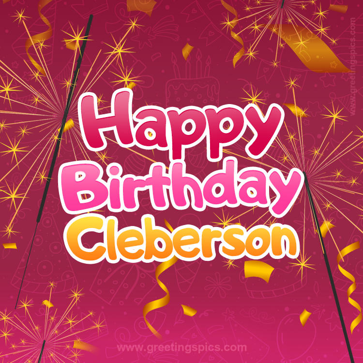 Happy Birthday Cleberson Image with sparklers (square shape image)