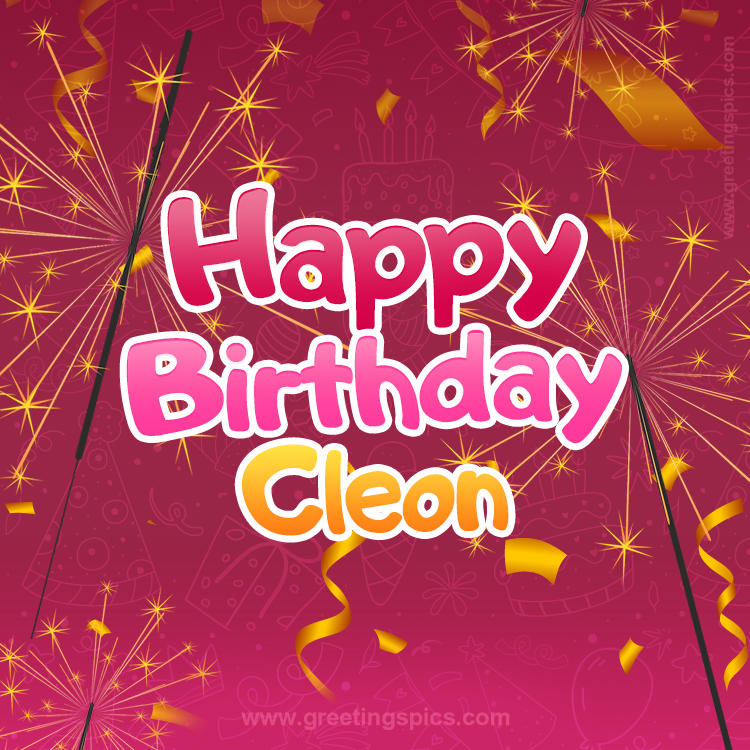 Happy Birthday Cleon Image with sparklers (square shape image)