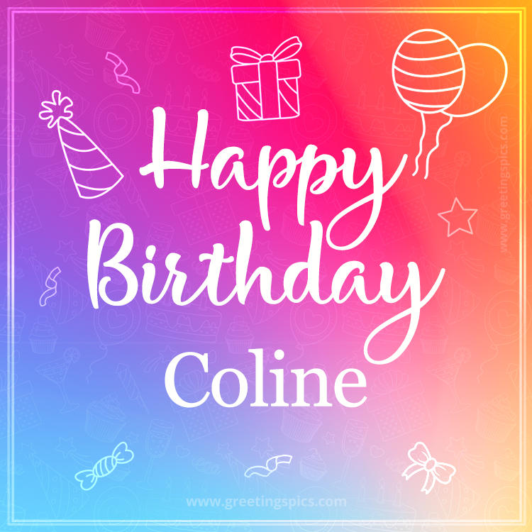 Colorful Happy Birthday Card For Coline (square shape image)