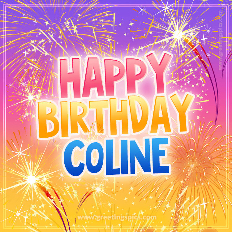 Happy Birthday Coline Picture with fireworks (square shape image)